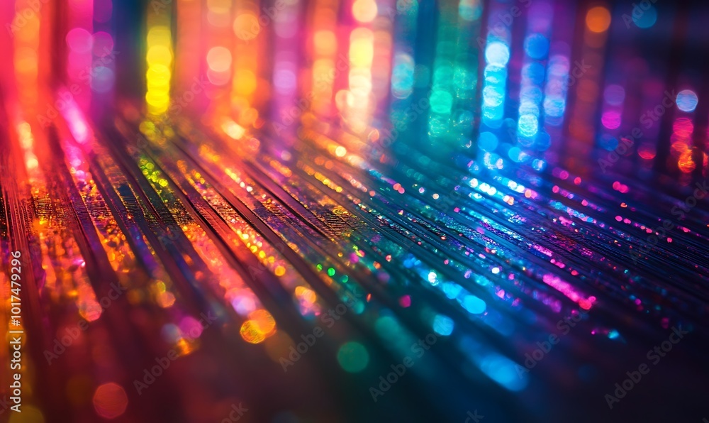 Aufkleber A vibrant display of colorful light reflections creating a mesmerizing pattern on a surface, evoking a sense of wonder and creativity.