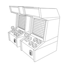 Arcade retro game machine. Wireframe low poly mesh vector illustration.