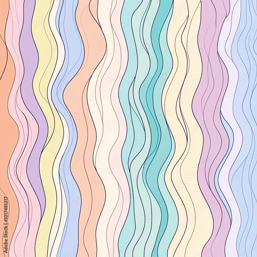 Poster abstract pastel wave pattern in soft colors. ideal for backgrounds, textiles, or art projects. creat