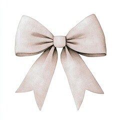 a modern Christmas bow clipart, minimalist style, watercolor illustration, monochrome white, isolated on white background