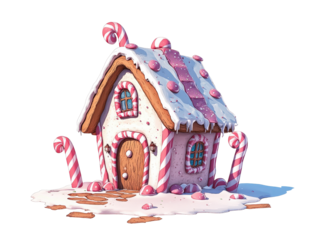 Whimsical Cartoon Style Gingerbread House Illustration