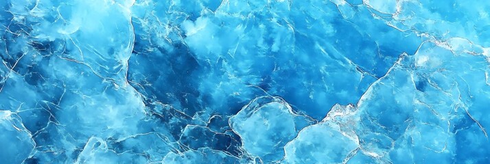 Fototapeta premium A close-up of a glacier's surface, showing the rough, cracked texture and the deep blue tones hidden within the ice. The natural patterns resemble abstract art, crafted by nature over centuries.