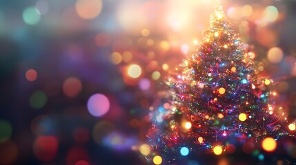 A Decorated Christmas Tree with Warm Lights and a Bokeh Background