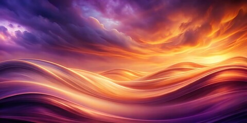 Obraz premium Abstract purple and orange wave background with clouds in a low angle view