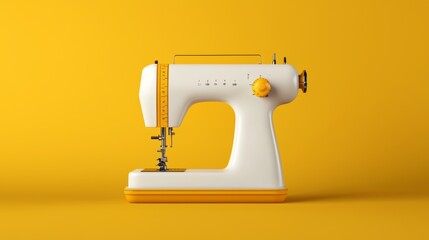Retro White Sewing Machine with Gold Accents