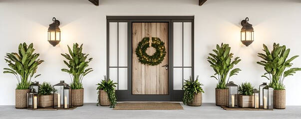 Festive Entryway with Wreath and Candles