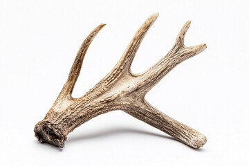 A textured antler piece on a pristine white backdrop, perfect for nature-inspired designs.