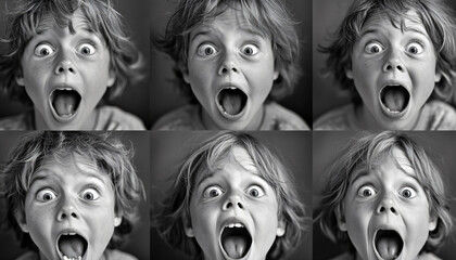 Obraz premium Zooming in on facial expressions during mundane tasks.