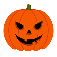Smiling Halloween pumpkin illustration isolated on transparent background. Vector illustration