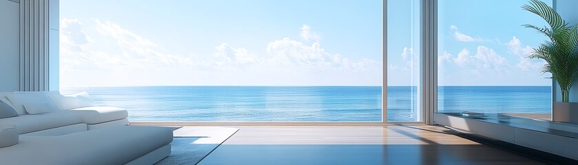 Obraz premium Ocean view from modern living room.