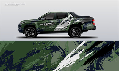 sport car truck army double cabis style wrap livery design foe universal medium van vector eps10 ready print printable file