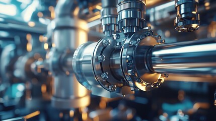 Fototapeta premium Dynamic hydraulic systems demonstrate the artistry of precision engineering and fluid dynamics in complex machinery.