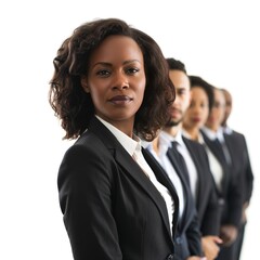 Portrait, collaboration and business people in a row 