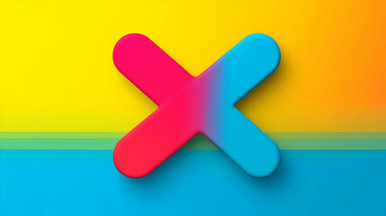 Obraz premium Colorful 3D X on Gradient Background.