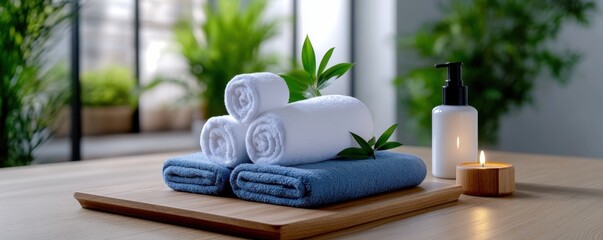 Fototapeta premium Luxury Spa Massage Room Relaxation Setup