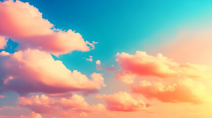 Pink and Blue Sky with Clouds.