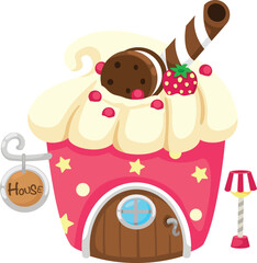 Illustration cake house white background vector