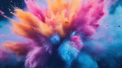 Vibrant explosion of colored powders creating an artistic and dynamic visual effect.