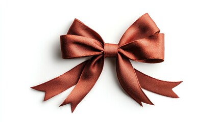 a shiny Christmas bow clipart, metallic sheen, watercolor illustration, bronze and red, isolated on white background