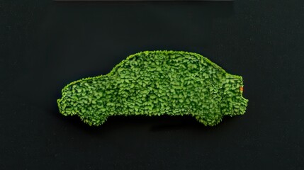 Green Car Silhouette Made of Lush Leaves  Eco Friendly Concept  Sustainable Transport