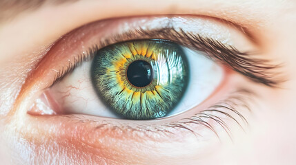 Fototapeta premium Close-up of a Human Eye with Green Iris.
