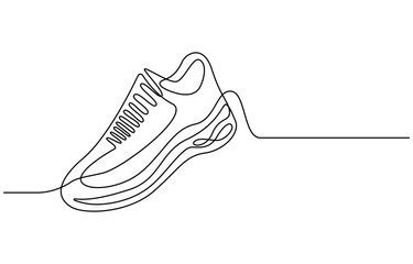 Sport Sneaker shoes in continuous line art drawing style, sneakers are drawn with one line. Sports shoes in a linear style. continuous one line. Vector illustration, Shoe Continuous Line Icon