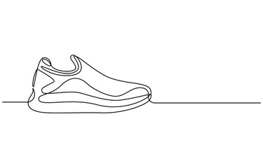 Sport Sneaker shoes in continuous line art drawing style, sneakers are drawn with one line. Sports shoes in a linear style. continuous one line. Vector illustration, Shoe Continuous Line Icon