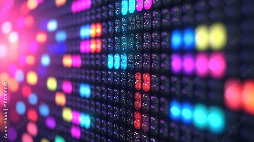 Poster abstract colorful led lights pattern futuristic digital technology background