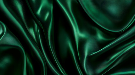 Fototapeta premium Green Silk Fabric Background.