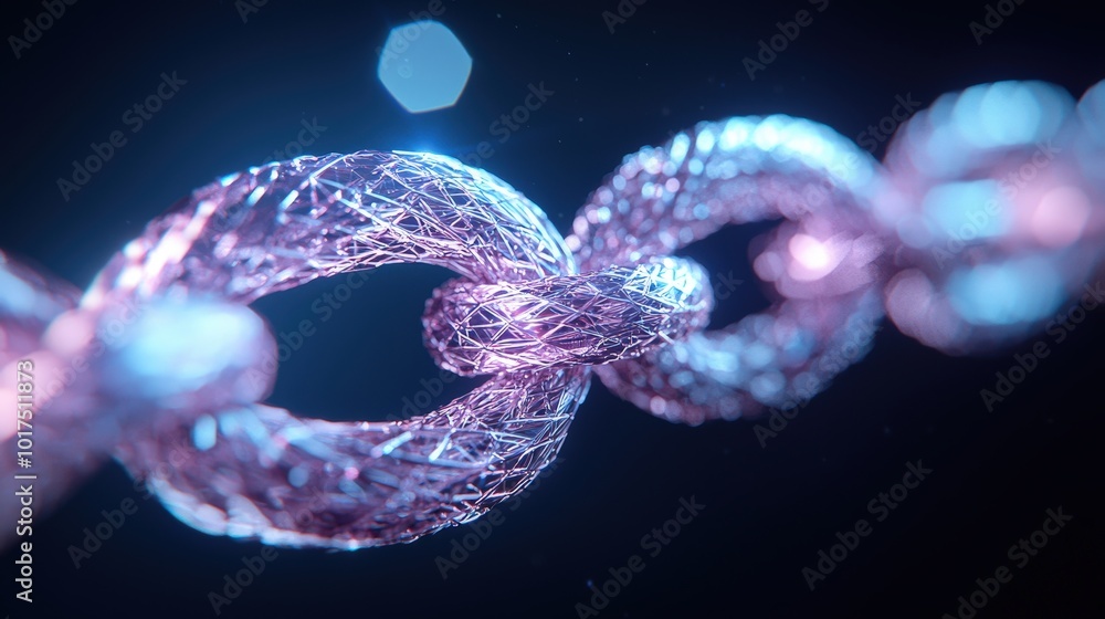 Poster abstract glowing chain links network connection digital technology futuristic design