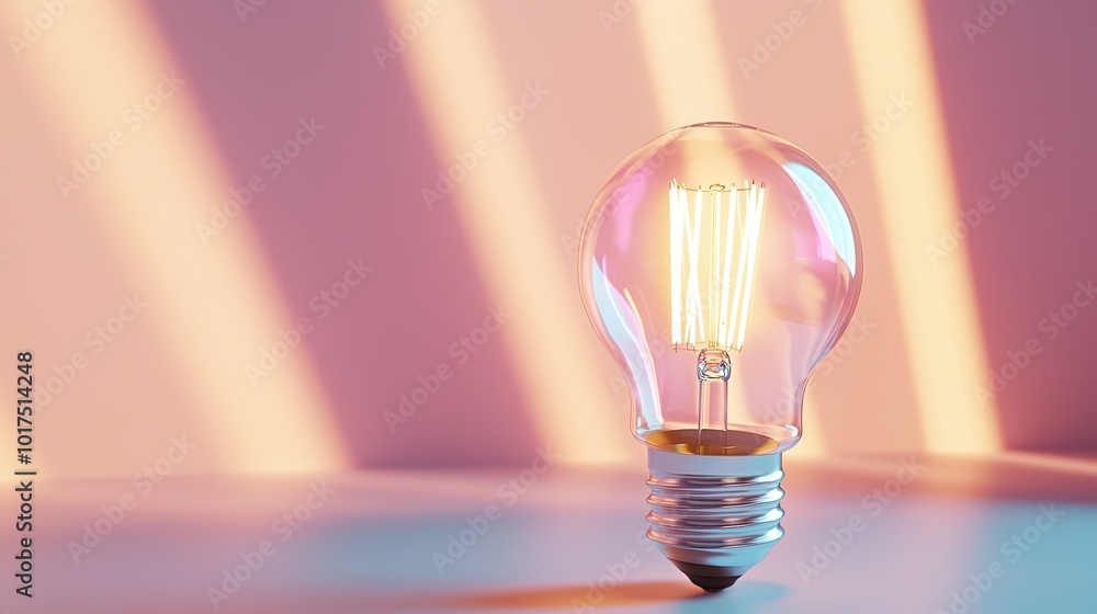 Poster elegant light bulb with soft color background
