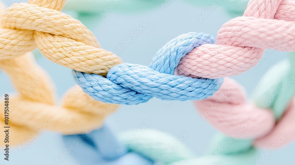 Poster interconnected ropes symbolizing teamwork unity and collaboration
