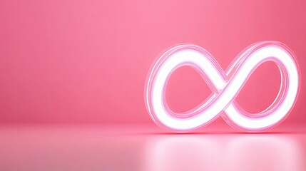 Neon Infinity Symbol on Pink Background