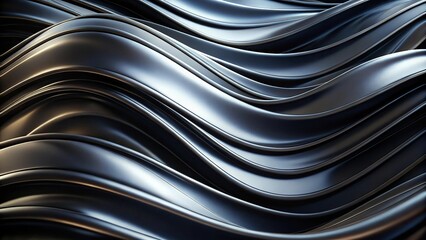 Obraz premium Abstract flowing black material with smooth curves and reflections ideal for modern backgrounds.