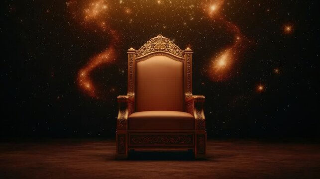 Ornate Golden Throne in Cosmic Setting   Fantasy  Royalty  Power  Space  Galaxy