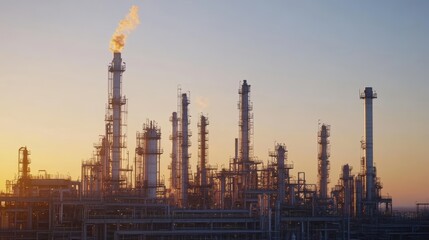 Obraz premium Oil refinery factory in the morning