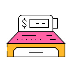 play money cash register toy baby line icon vector. play money cash register toy baby sign. isolated symbol illustration