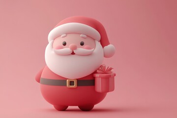 Cute Minimalist Santa Character with Gift