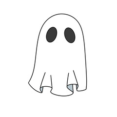 A ghostly figure with a white sheet draped over it