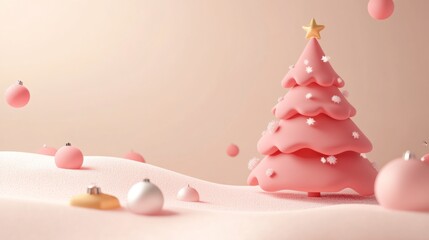 Festive Pink 3D Christmas Tree Decoration