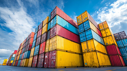 Fototapeta premium Shipping Containers Stacked High