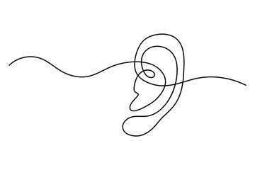 Obraz premium Minimalist one line drawing of a human ear a contemporary artistic interpretation of human anatomy