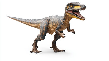 Velociraptor is a carnivore genus of Dromaeosaurid theropod dinosaur that lived on the Cretaceous Period isolated on white background