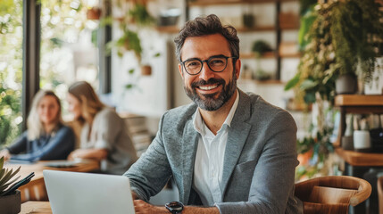Businessman using laptop