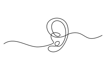 Obraz premium Minimalist one line drawing of a human ear a contemporary artistic interpretation of human anatomy