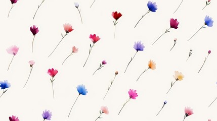 Serene Watercolor Wildflowers Seamless Pattern on Beige Background