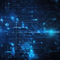 Fototapeta premium Abstract technology background with glowing blue lines and circuits, representing digital innovation and electronic connectivity.