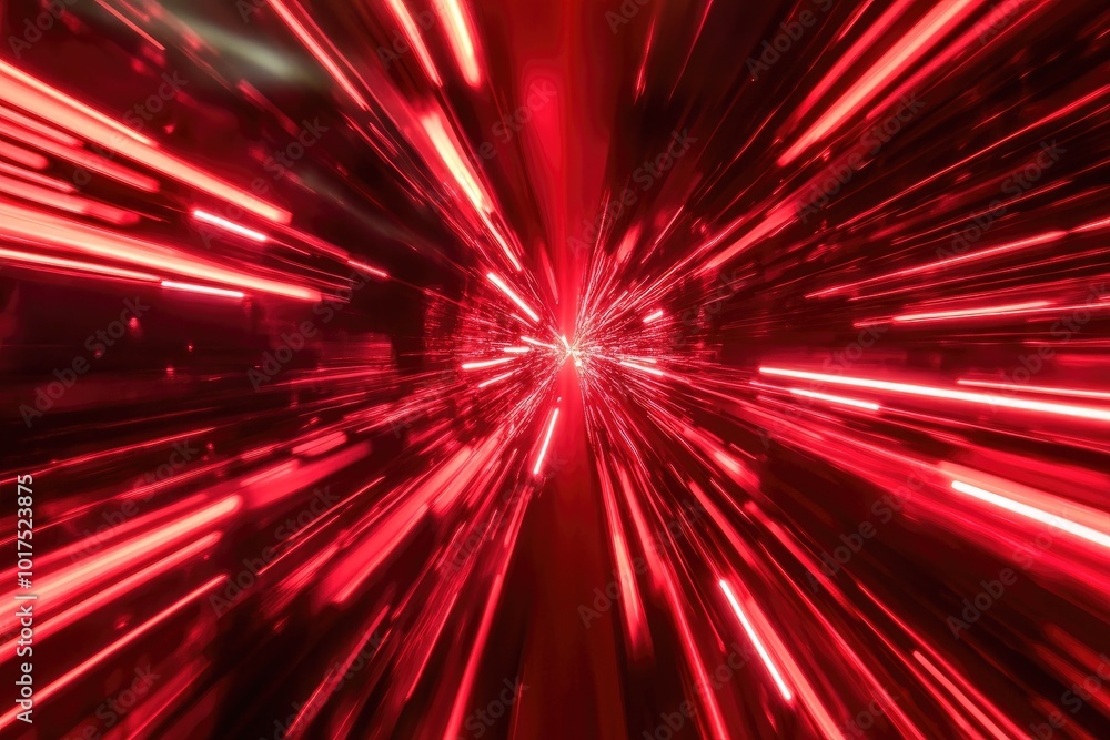Wall mural dynamic red light burst creating a sense of speed and energy, perfect for futuristic or tech-themed 