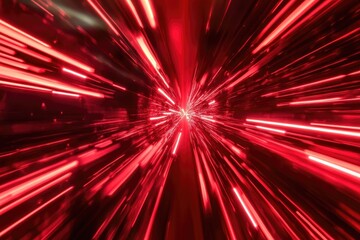 Naklejka premium Dynamic red light burst creating a sense of speed and energy, perfect for futuristic or tech-themed designs.