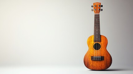 Naklejka premium National Geographic Worthy: Realistic Ukulele Product Photography with Cinematic Lighting on White Background
